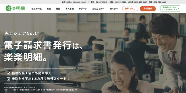 楽楽明細のトップページ